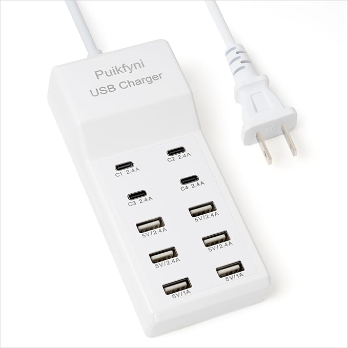 Puikfyni Portable USB C Charging Station, 4 -C- Ports, USB Charging hub by Puikfyni