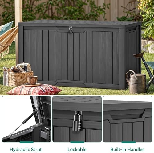 yitahome 240 gallon extra large outdoor storage deck, side view