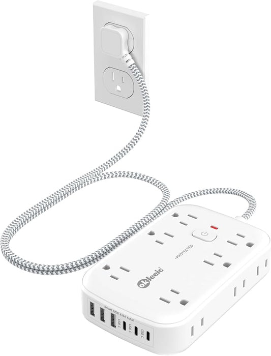 Flat Multi Plug Extender with 6 USB Wall Charger, 12 AC Outlets Wall Adapter by okleeic