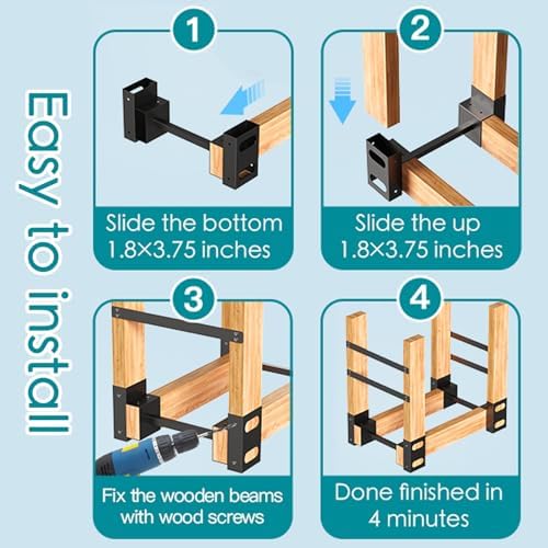 eibikdi firewood rack outdoor, black, set of 4, view 9