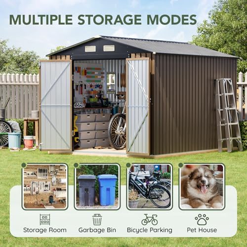 8 ft storage shed with floor frame for, side view