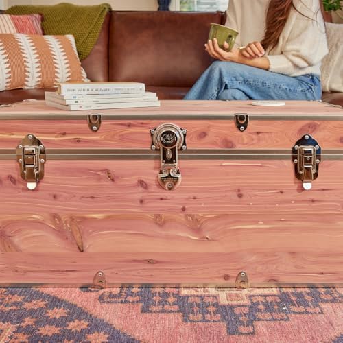 rhino knotty cedar xxl chest, coffee table storage, front angle view