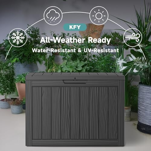 60 gallon outdoor waterproof storage box, uv resistant, side view