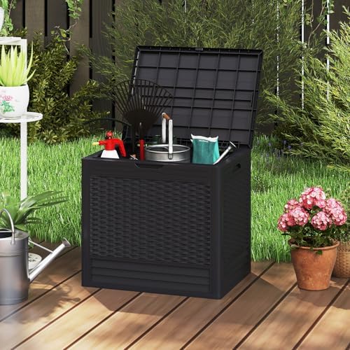 tangkula 25 gallon waterproof outdoor storage box with, close-up detail