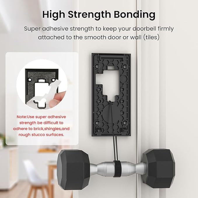 No-Drill Adhesive Mount for Ring Video Doorbell, Doorbell Bracket for Home - Image 8