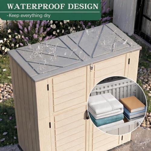 storage shed weather resistant resin outdoor, close-up detail