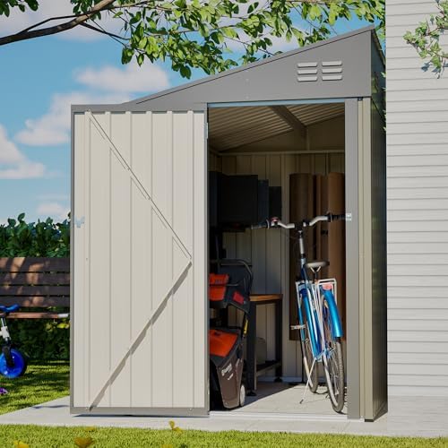 yopto 4x7 ft outdoor storage shed lean to shown in use