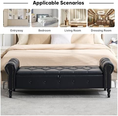 storage bench 67" faux leather end of bed on a desk or shelf