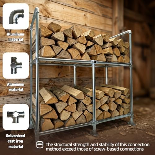 4ft heavy duty firewood rack outdoor with cover,2-tier,6, package contents