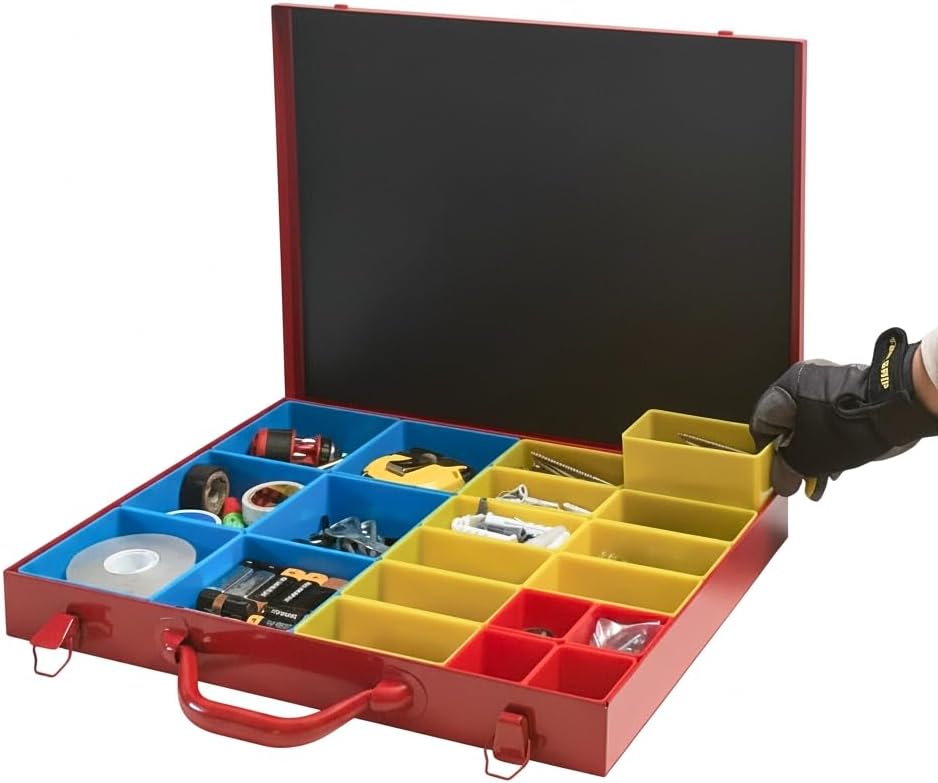 large metal organizer box with 20 removable compartments, main product view