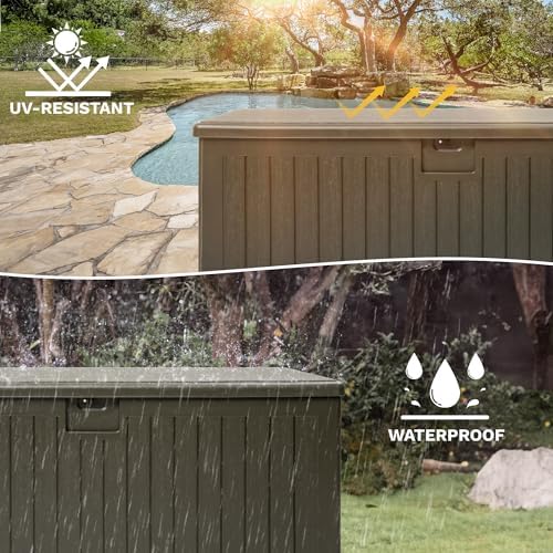dwvo 230 gallon resin outdoor storage box, xxl, close-up detail