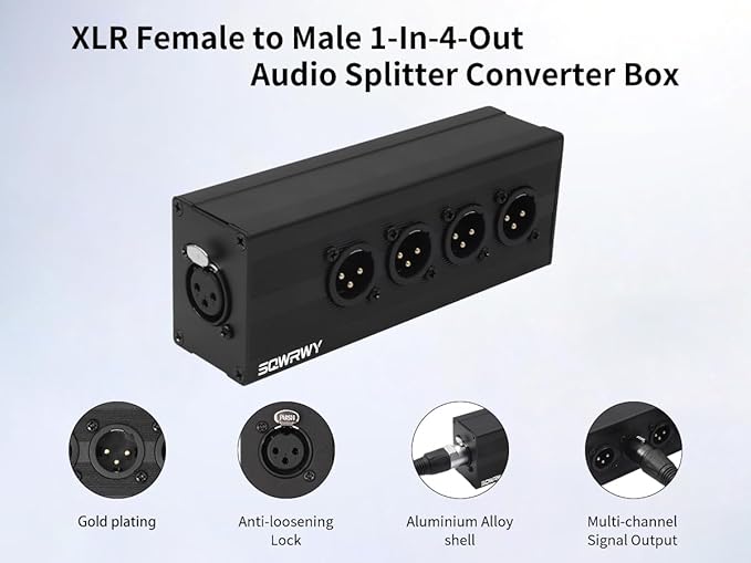 SQWRWY XLR 1 Female to 4 Male Passive Splitter | 4-Channel Galvanic Distribution - Image 7