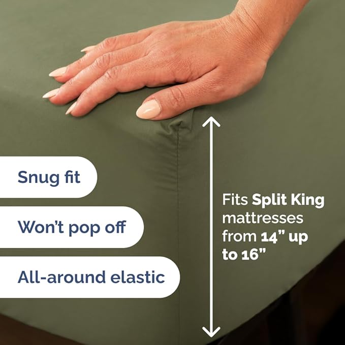 Split Head King Sheet Set – 4 Piece Flex Split Top King Sheets - Image 5