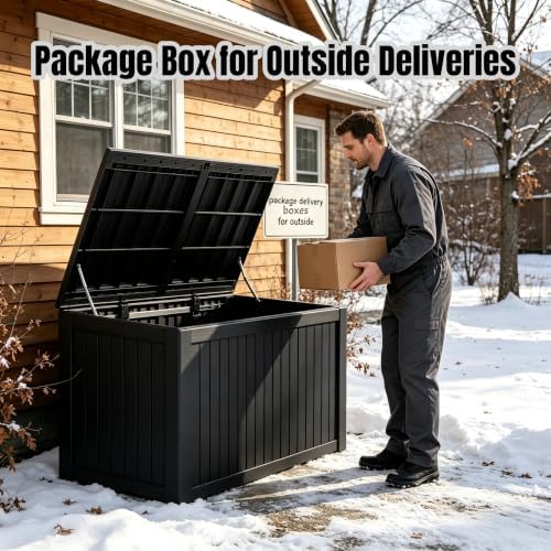 199 gallon large resin outdoor storage box, waterproof shown in use