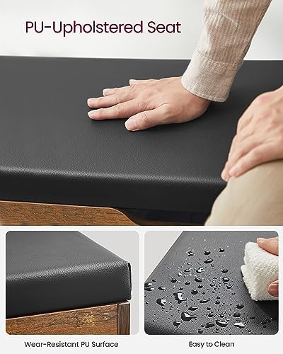 vasagle storage bench with cushion, shoe bench,11.8 x, front angle view