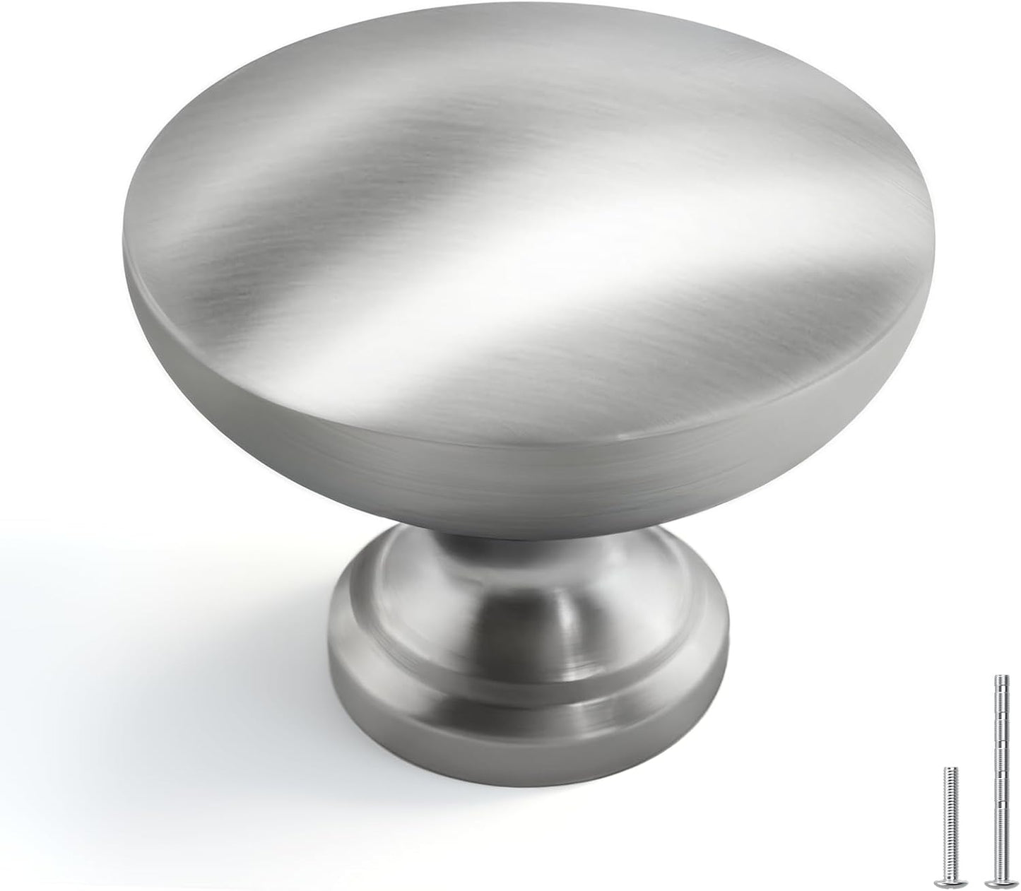 homdiy 30Pack 1-3/16in Brushed Nickel Cabinet Knobs Silver Knob | Solid Zinc Alloy, Single Hole, Round Kitchen Dresser Drawer Knobs for Bathroom Cabinets Hardware