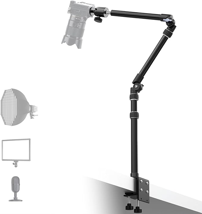 【All Metal】RAUBAY Desktop Magic Arm, Overhead Camera Desk Mount, Table Light by RAUBAY