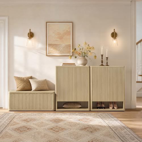 sicotas storage bench 40.2" wide shoe bench with, front angle view