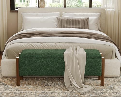 47" storage ottoman bench, boucle upholstered end of, view 9