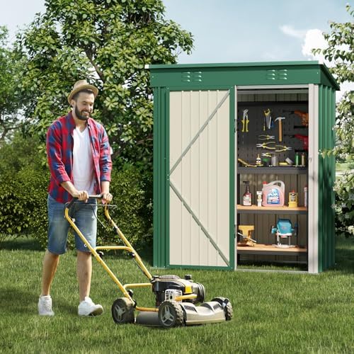 bealife 5' x 3' outdoor storage shed, metal shown in use
