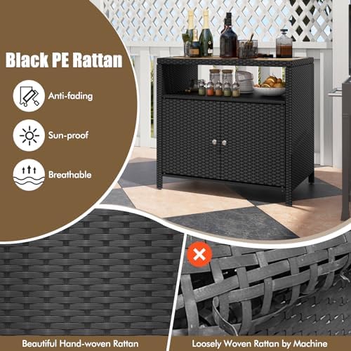 happygrill outdoor rattan storage cabinet, patio sideboard buffet, package contents