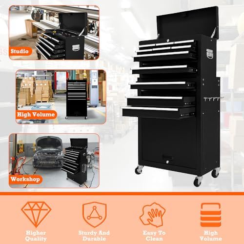 13 drawers tool chest with wheels,large capacity tool on a desk or shelf