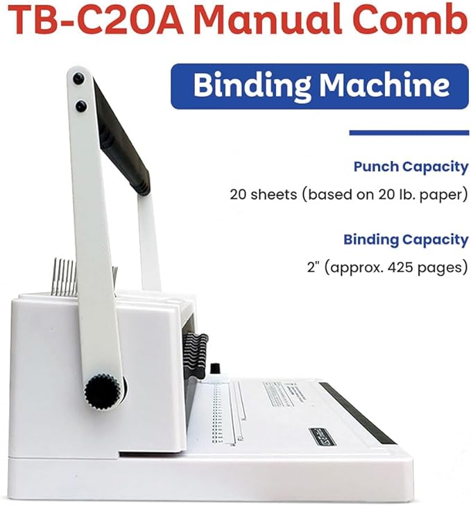 TruBind Manual Comb Binding Machine | Punch up to 20 Sheets | Bind up to 425 - Image 3