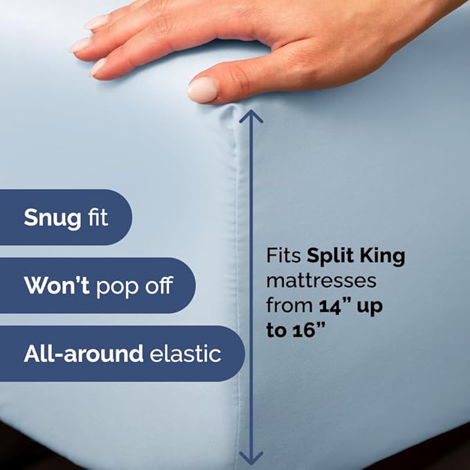 Split Head King Sheet Set – 4 Piece Flex Split Top King Sheets - Image 5