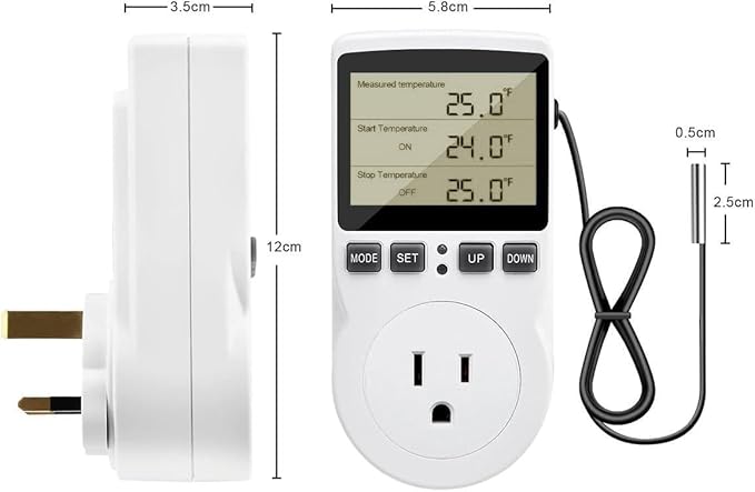 Diymore 1800W Plug in Thermostat Temperature Controller Electric Digital RV - Image 6