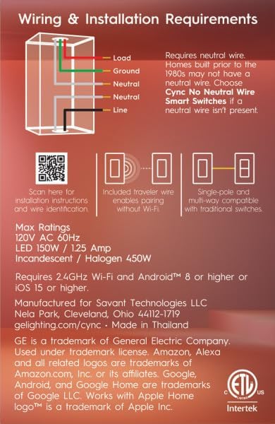 GE Cync Paddle Dimmer Smart Switch, Highly Customizable Dimmer Switch, Works - Image 12