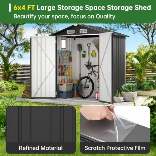 5.6 x 3.2 ft outdoor metal storage shed showing dimensions