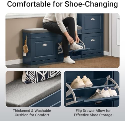 haotian shoe storage bench entryway, shoe cabinet bench, side view