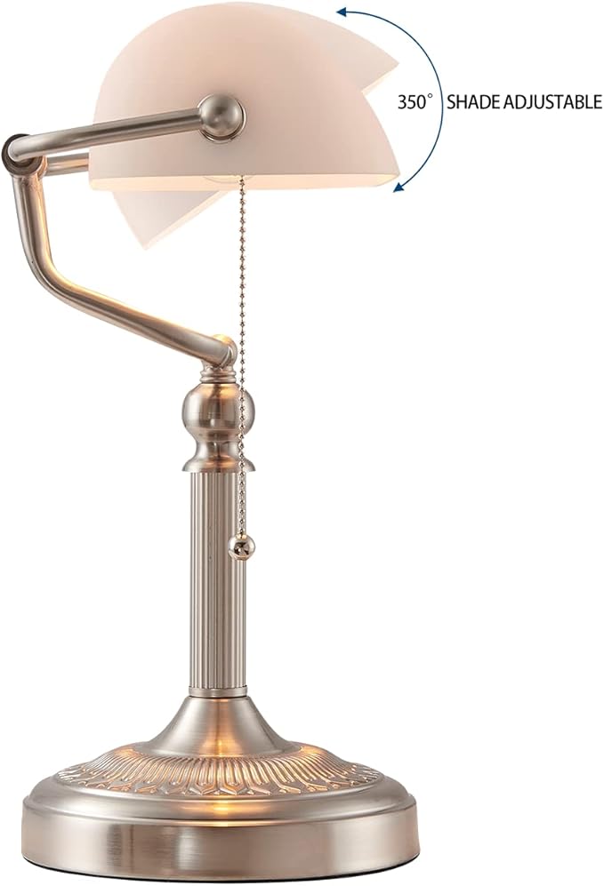 Newrays White Matted Glass Bankers Desk Lamp - Image 5
