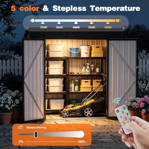 4 ft outdoor storage shed, waterproof metal garden showing dimensions