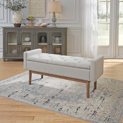 signature design by ashley upholstered bench with storage shown in use