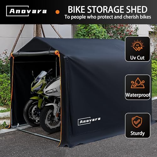 bike storage shed 5.25x7.2ft motorcycle tent 420d oxford shown in use