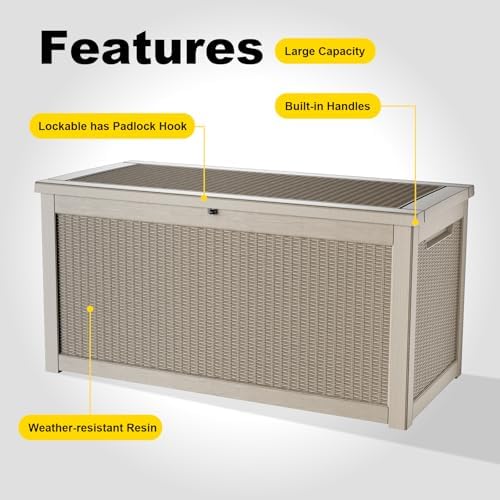 320 gallon waterproof outdoor storage box, uv resistant showing dimensions