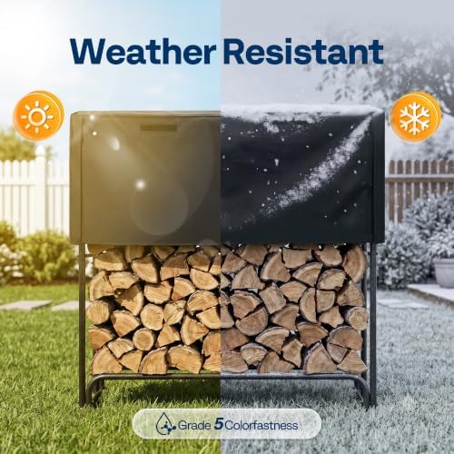 vivohome 4 ft 1/4 cord firewood rack outdoor shown in use