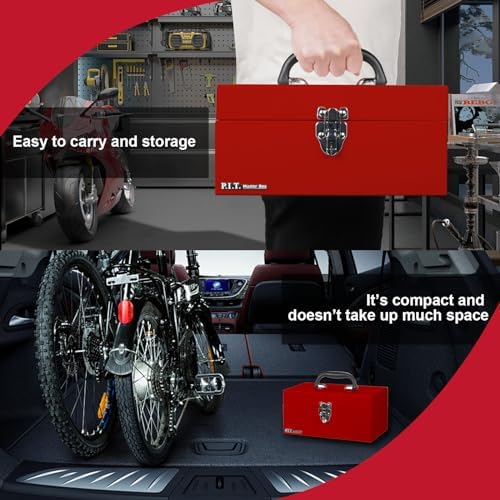 p.i.t. metal tool box 12 inch,portable small toolbox, package contents