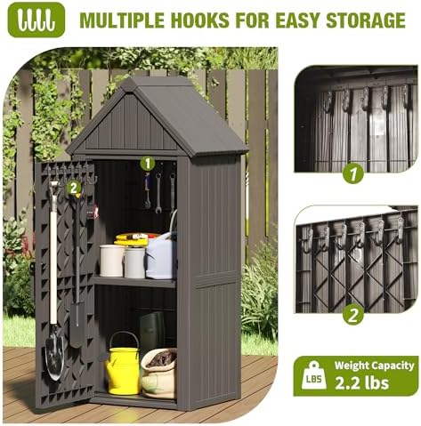 outdoor storage shed – sturdy resin with sloping, package contents