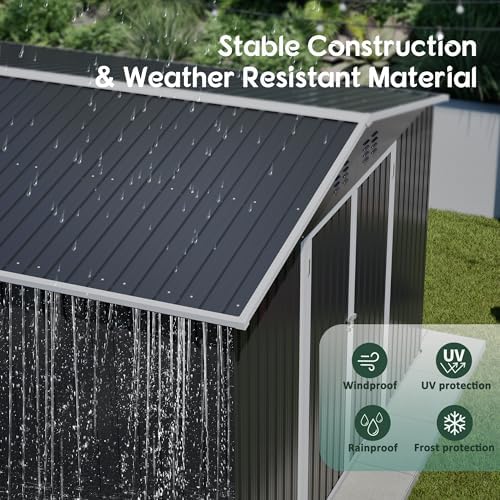 yopto 10x12 ft outdoor storage shed,metal shed w/updated on a desk or shelf