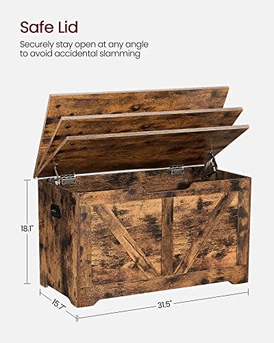 vasagle storage chest with 2 safety hinges, 15.7, close-up detail