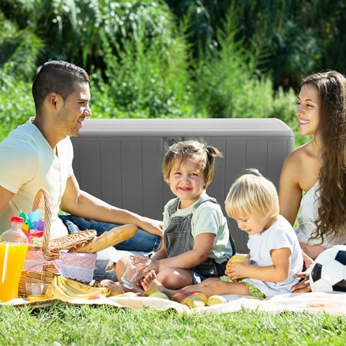 plastic development group outdoor deck box, soft close, package contents