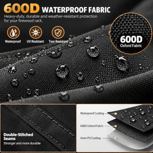 outdoor waterproof 17 inch small firewood rack cover shown in use
