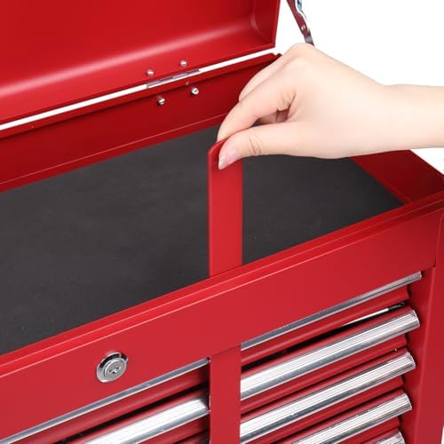 metal tool box organizer | lockable tool chest, front angle view