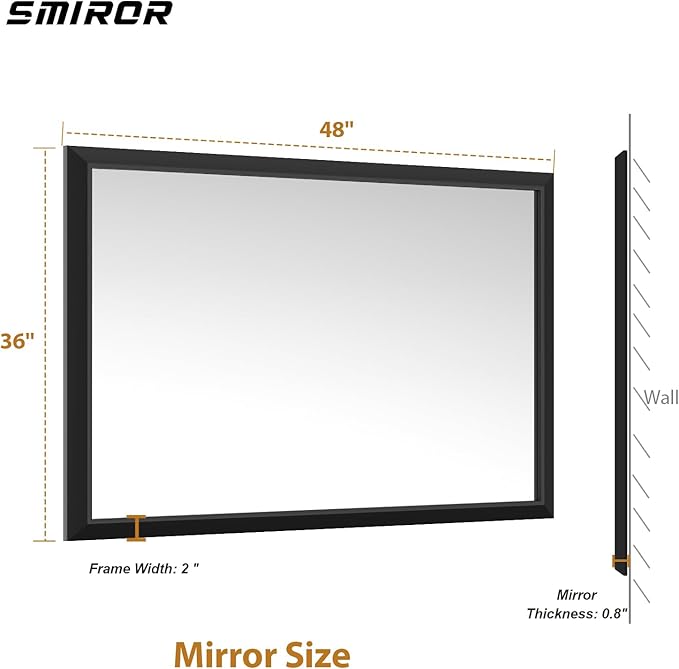 SMIROR Matte Black Bathroom Mirror - Image 5