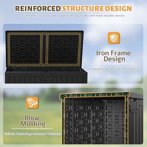 flamaker 250 gallon resin deck box, xxl waterproof, close-up detail