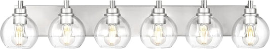 METWET Bathroom Light Fixtures, 6 Light Brushed Nickel Vanity Light, 38 Inch by Metwet
