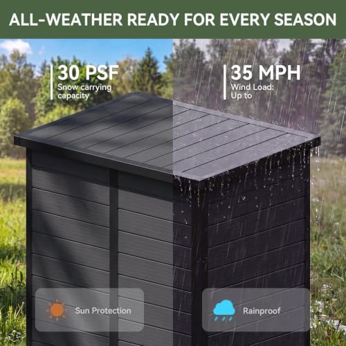 aoxun 55 cuft outdoor tall storage shed, 5×3×7ft, close-up detail