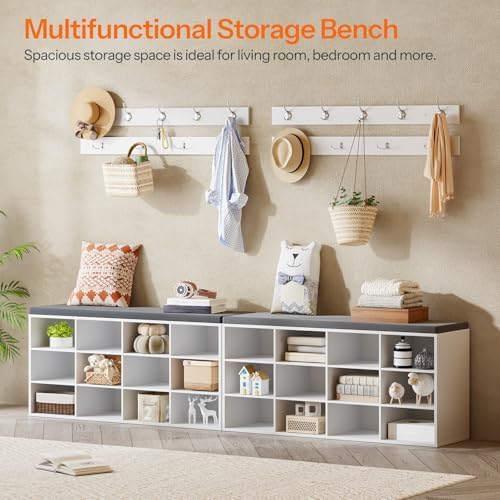 hoobro shoe storage bench with cushion, 39.4" l, front angle view